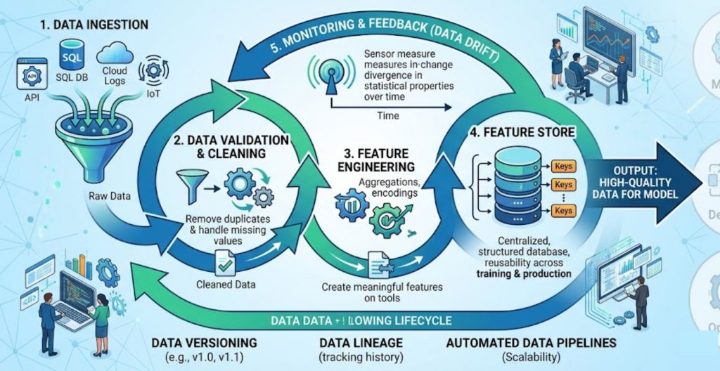 The data cycle of MLOps
