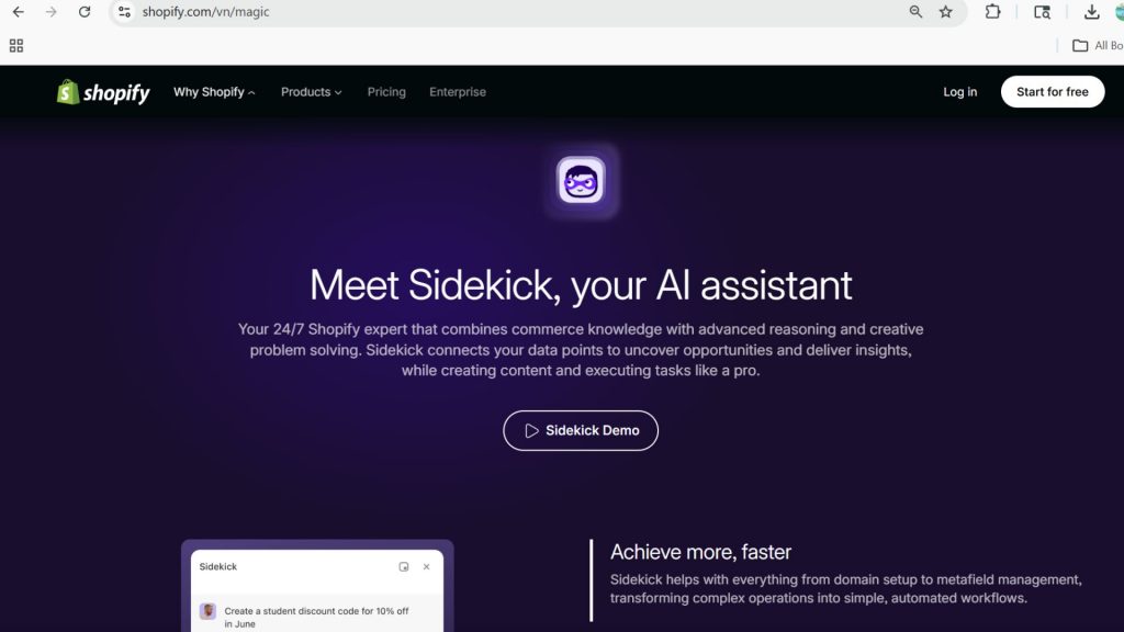 Shopify Sidekick helps merchants manage stores and make data-driven decisions using AI 