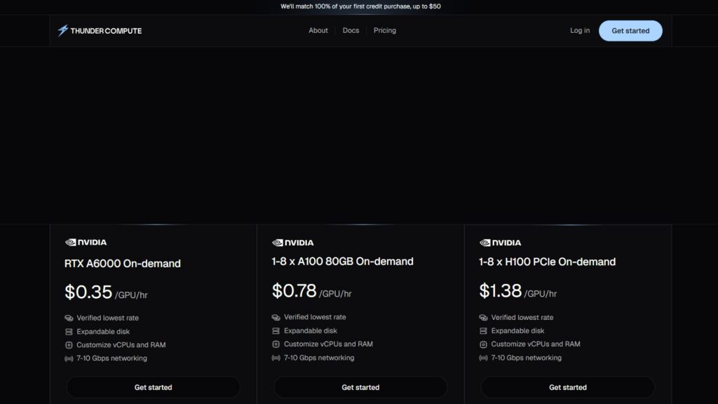 Thunder Compute is a cloud GPU