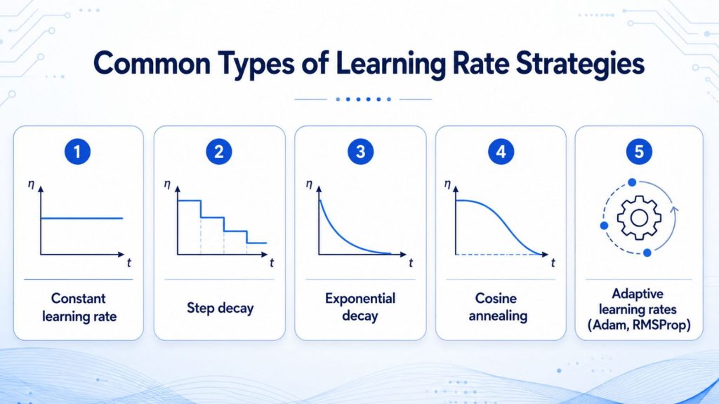 common types of learning rate strategies