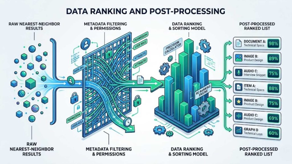metadata filtering and search result ranking process