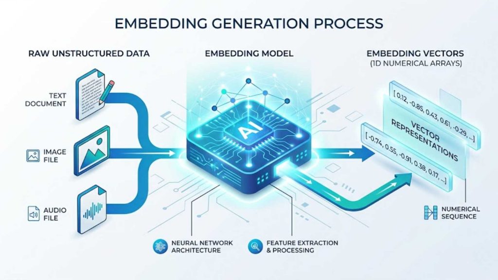 unstructured data to vector embedding process