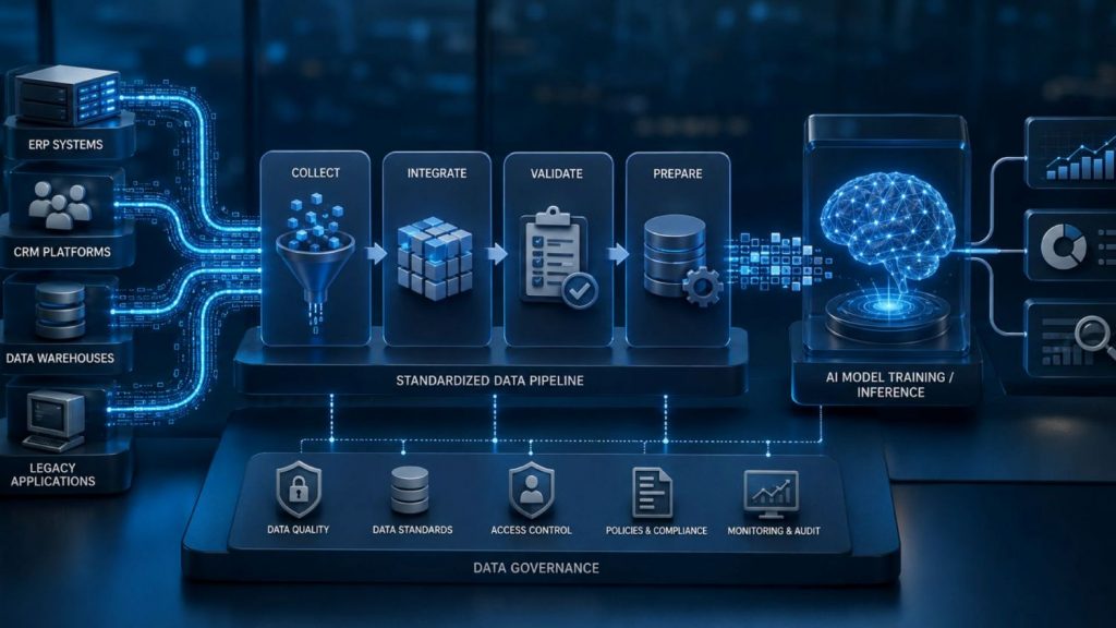 Standardized data pipelines and governance improving enterprise AI reliability and scalability