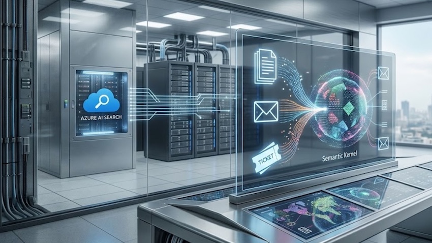 Enterprise knowledge search architecture using Azure AI Search for semantic retrieval