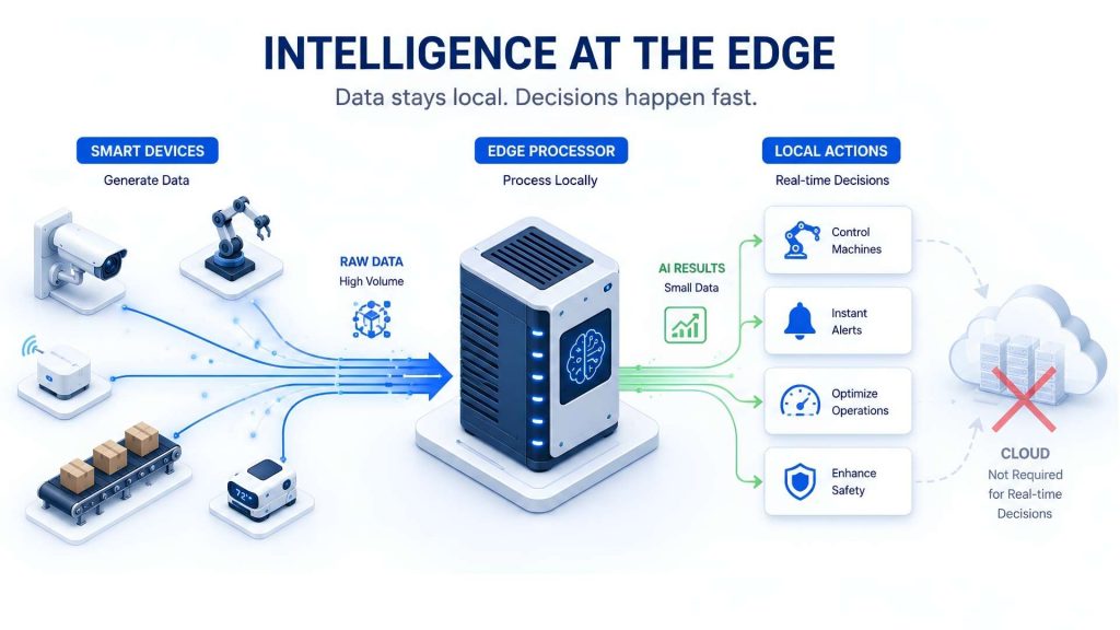 Local AI processing enables low-latency inference for real-time applications