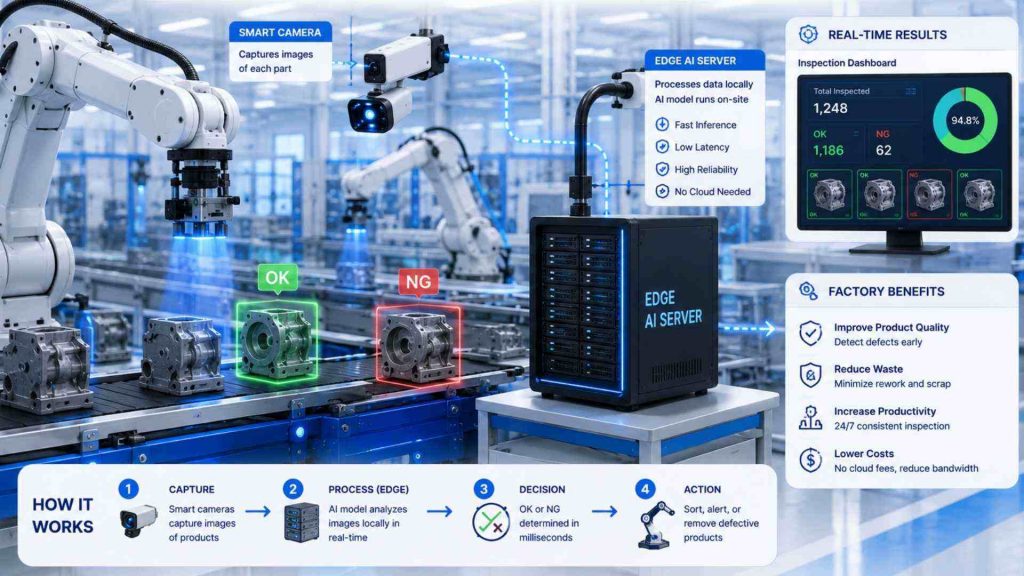 Edge inference supports real-time quality inspection in smart factories
