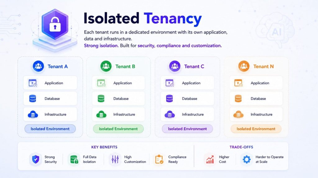 Isolated tenancy provides dedicated environments for stronger security, data isolation, and customization