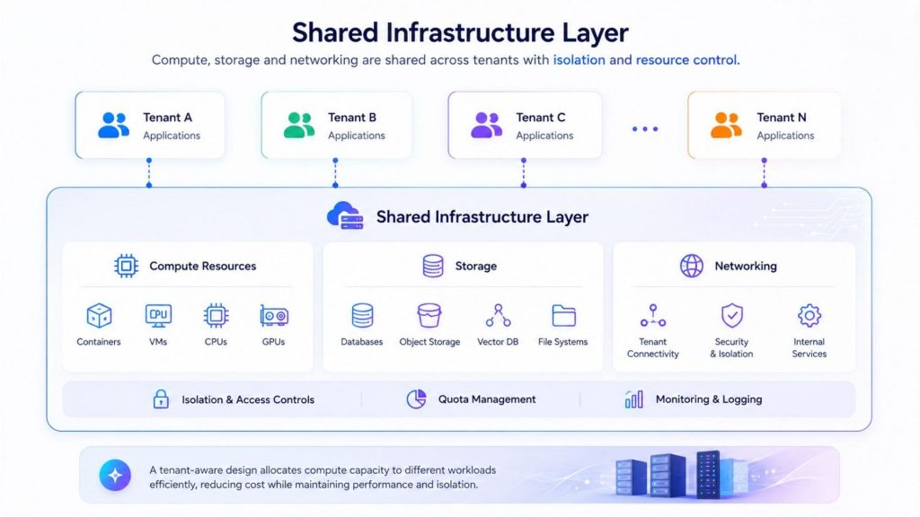 Shared infrastructure helps multi-tenant AI platforms use compute, storage, and networking efficiently
